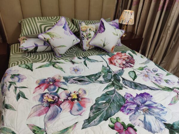 8 Pcs Pure Cotton (Comforter / Duvet Cover) Set | HBD-3211 - Image 3