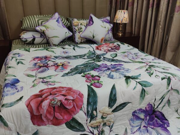 8 Pcs Pure Cotton (Comforter / Duvet Cover) Set | HBD-3211 - Image 5